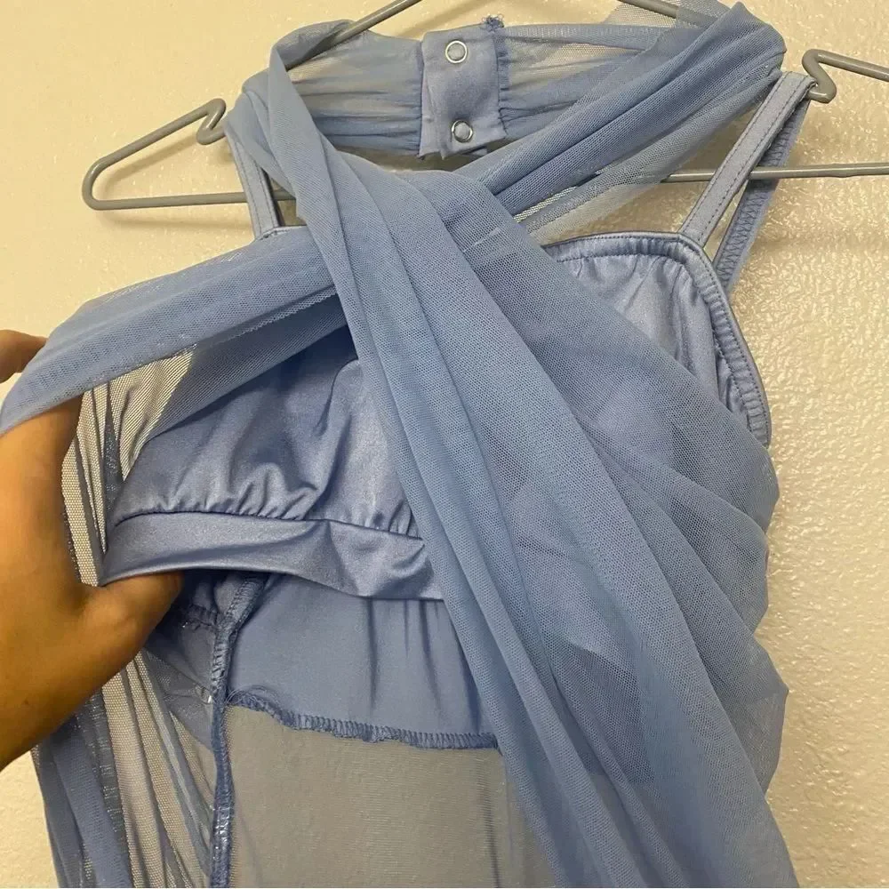 Kelle dance competition contemporary lyrical costume blue dress STAY 8408 MA